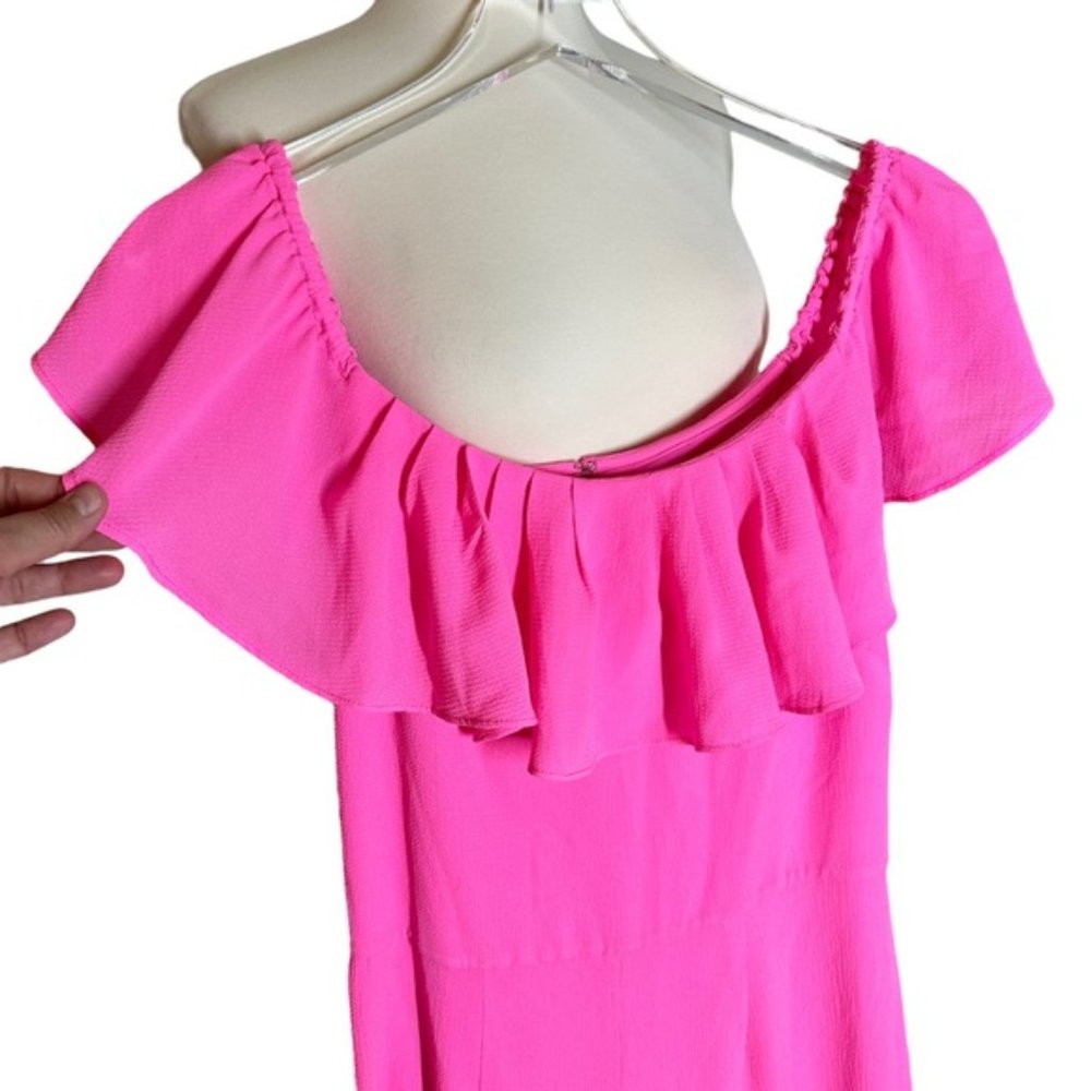Betsey Johnson Pink Off-Shoulder Ruffle Jumpsuit - Picture 6 of 14